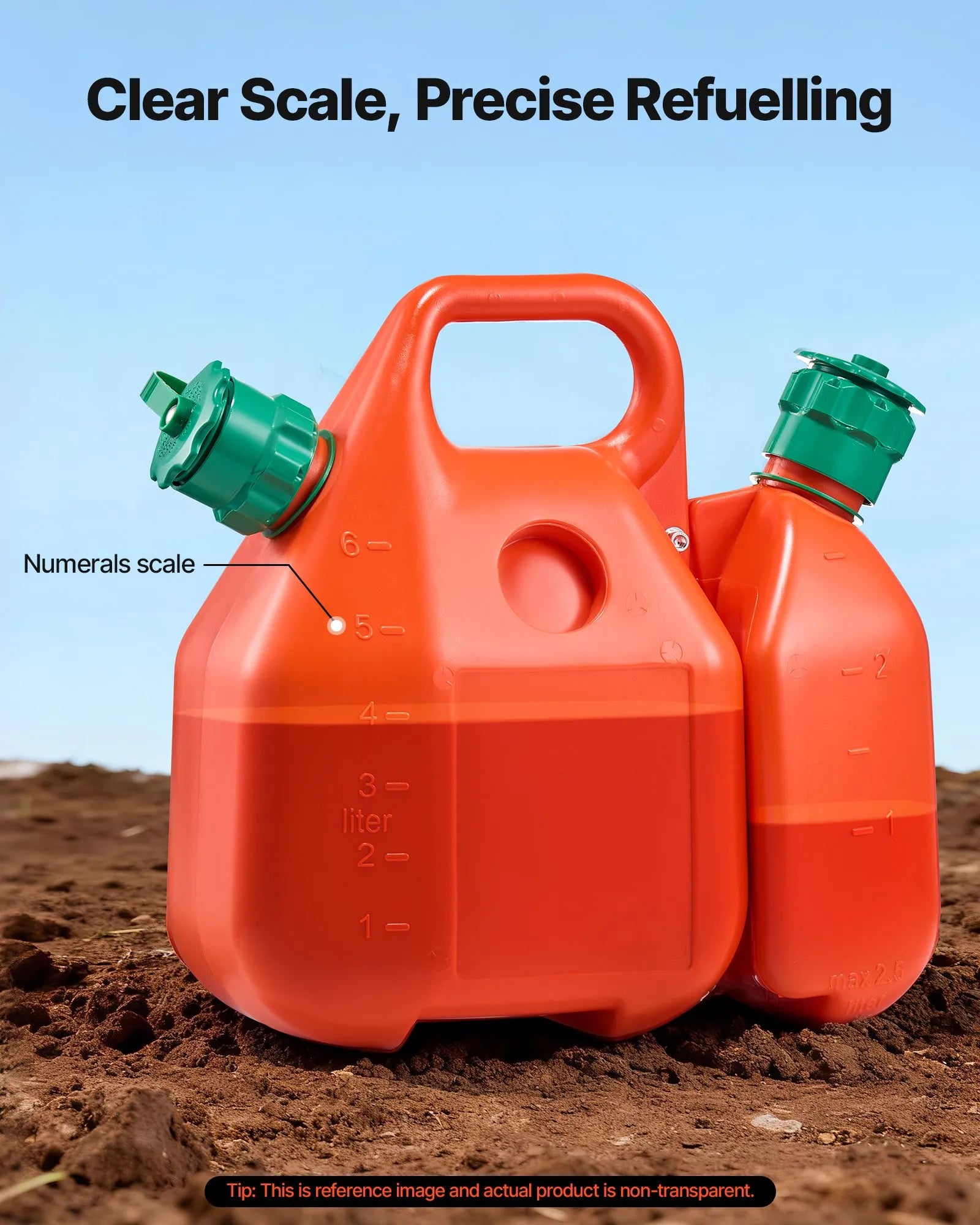 VEVOR degvielas kanna 6 l ar izliešanas snīpi un papildu eļļas kannu 1,9 l, maks. plūsma 5,5 l/min, hermētiska plakana pārnēsājama šķidruma kanna automašīnām, motocikliem, ATV un UTV