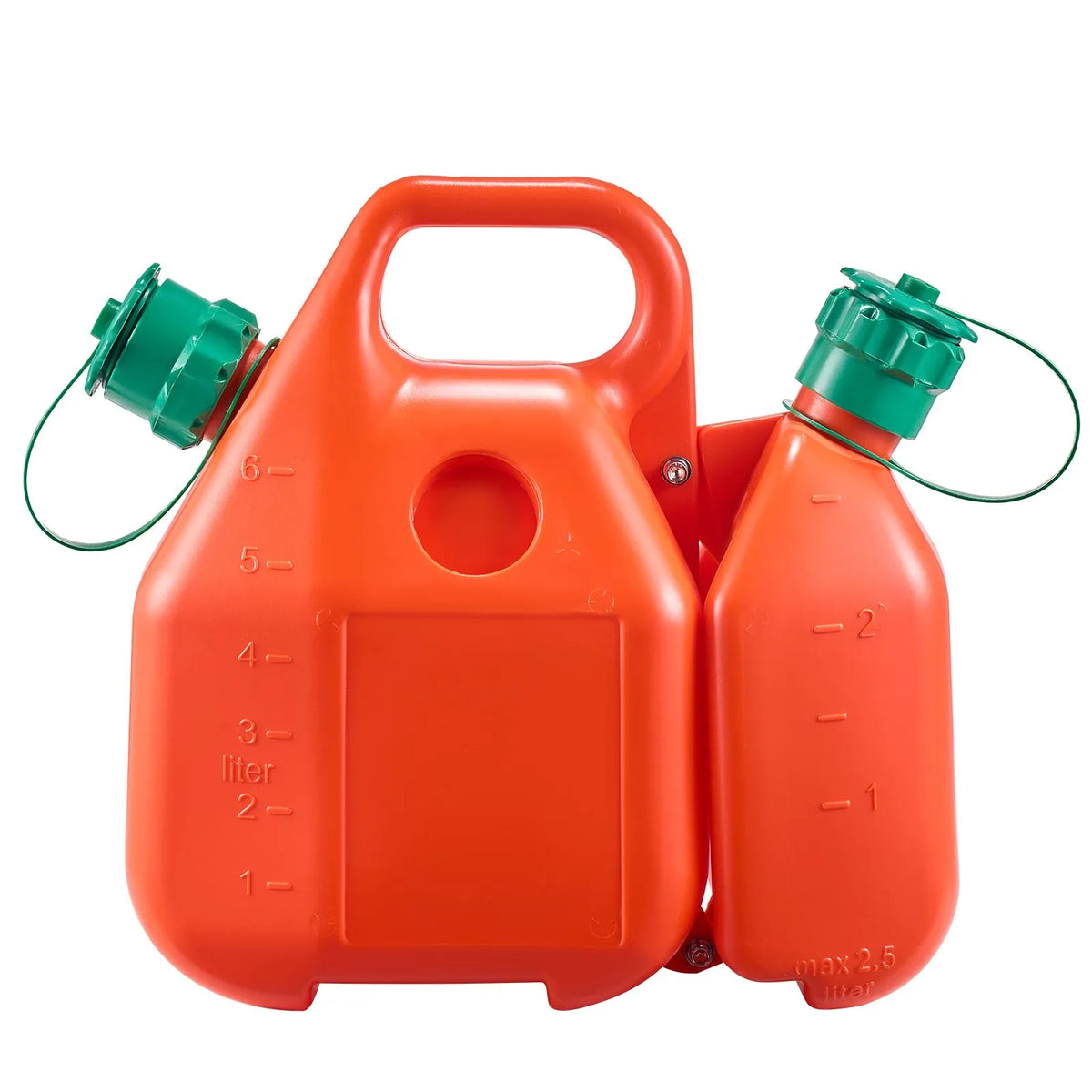 VEVOR degvielas kanna 6 l ar izliešanas snīpi un papildu eļļas kannu 1,9 l, maks. plūsma 5,5 l/min, hermētiska plakana pārnēsājama šķidruma kanna automašīnām, motocikliem, ATV un UTV