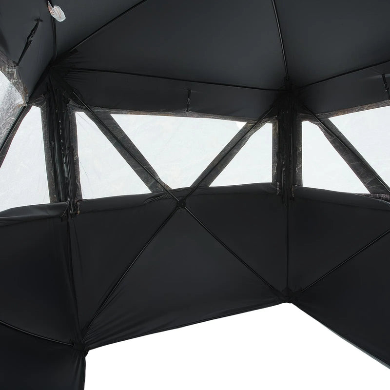 Jahipesa 2-3 inimesele soojusisolatsiooniga, statiiviga tool ja kandekott, kaasaskantav kamuflaaž telk, vastupidav pesa vaikse tõmblukuga ukse ja aknakujundusega, sobib hirve- ja kalkunijahiks.