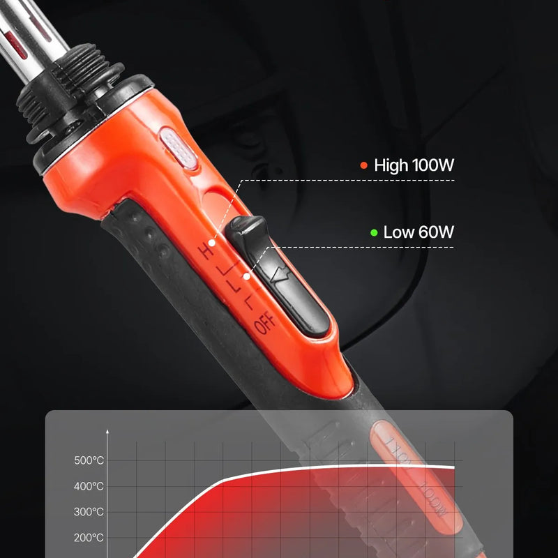 VEVOR plastmasas metināšanas komplekts 60 W/100 W ar lodāmuru, 3 uzgaļiem un 20 stieņiem plastmasas detaļu, auto buferu, kajaku un elektronikas remontam