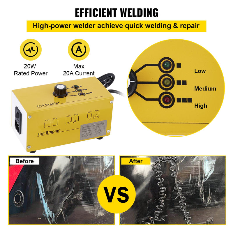 VEVOR 220 V plastikeevitaja koos kuuma klammerdajaga ja 600 klambriga, 3 kuumutusrežiimi, plastide remondikomplektiga