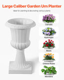 VEVOR plastmasas urnas tipa puķu podi 25 × 42 cm, 2 gab., klasiskie balti puķu podi iekštelpām un ārtelpām, dekoratīvi podi dārzam, balkonam, terasei, mājas ieejai, kāzām un pasākumiem