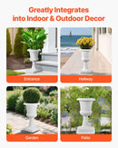 VEVOR plastmasas urnas tipa puķu podi 25 × 42 cm, 2 gab., klasiskie balti puķu podi iekštelpām un ārtelpām, dekoratīvi podi dārzam, balkonam, terasei, mājas ieejai, kāzām un pasākumiem