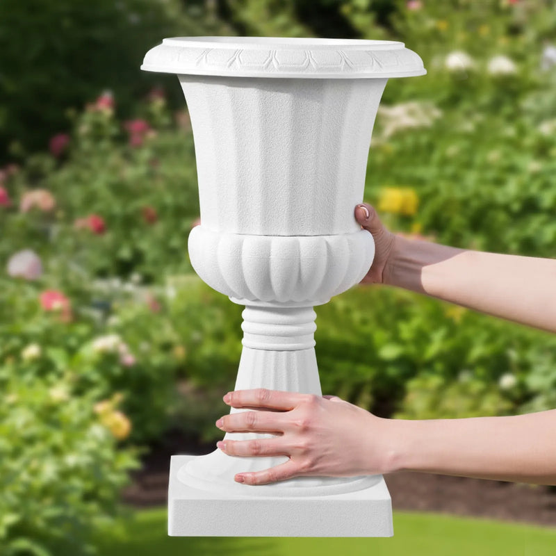 VEVOR plastmasas urnas tipa puķu podi 25 × 42 cm, 2 gab., klasiskie balti puķu podi iekštelpām un ārtelpām, dekoratīvi podi dārzam, balkonam, terasei, mājas ieejai, kāzām un pasākumiem