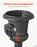 VEVOR plastmasas urnas tipa puķu podi 25 × 42 cm, 2 gab., klasiskie melni puķu podi iekštelpām un ārtelpām, dekoratīvi podi dārzam, balkonam, terasei, mājas ieejai, kāzām un pasākumiem