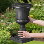 VEVOR plastmasas urnas tipa puķu podi 25 × 42 cm, 2 gab., klasiskie melni puķu podi iekštelpām un ārtelpām, dekoratīvi podi dārzam, balkonam, terasei, mājas ieejai, kāzām un pasākumiem
