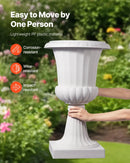 VEVOR plastmasas urnas tipa puķu podi 40 × 67 cm, 2 gab., klasiskie balti puķu podi iekštelpām un ārtelpām, dekoratīvi podi dārzam, balkonam, terasei, mājas ieejai, kāzām un pasākumiem