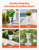 VEVOR plastmasas urnas tipa puķu podi 40 × 67 cm, 2 gab., klasiskie balti puķu podi iekštelpām un ārtelpām, dekoratīvi podi dārzam, balkonam, terasei, mājas ieejai, kāzām un pasākumiem