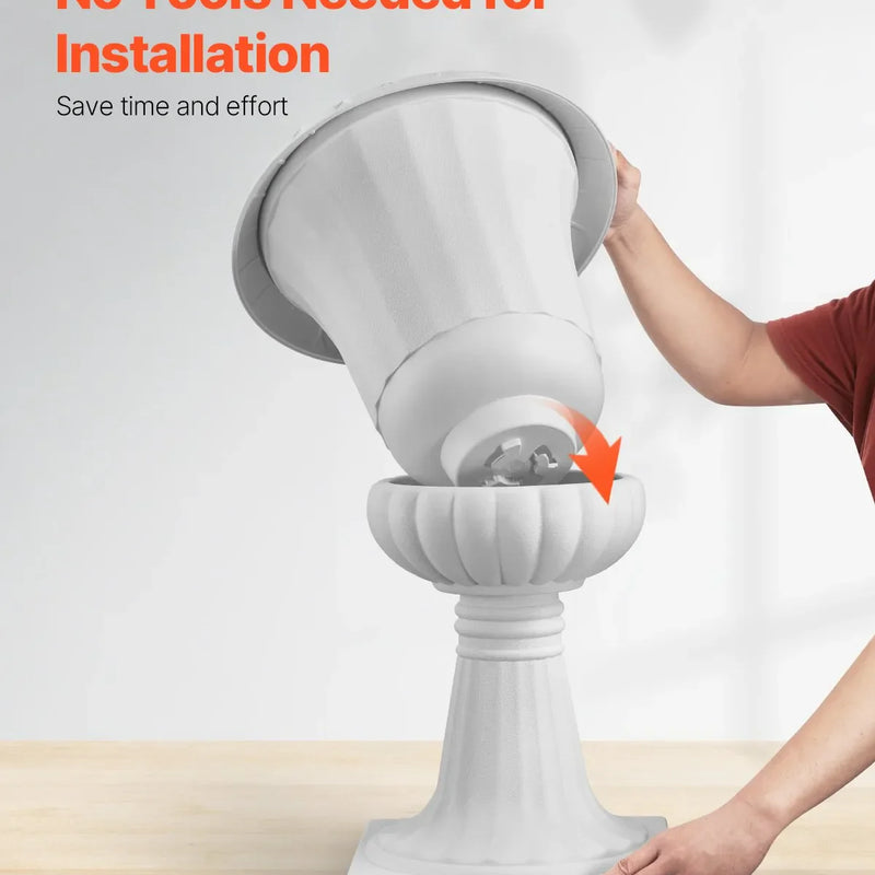 VEVOR plastmasas urnas tipa puķu podi 40 × 67 cm, 2 gab., klasiskie balti puķu podi iekštelpām un ārtelpām, dekoratīvi podi dārzam, balkonam, terasei, mājas ieejai, kāzām un pasākumiem