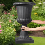 VEVOR plastmasas urnas tipa puķu podi 40 × 67 cm, 2 gab., klasiskie melni puķu podi iekštelpām un ārtelpām, dekoratīvi podi dārzam, balkonam, terasei, mājas ieejai, kāzām un pasākumiem