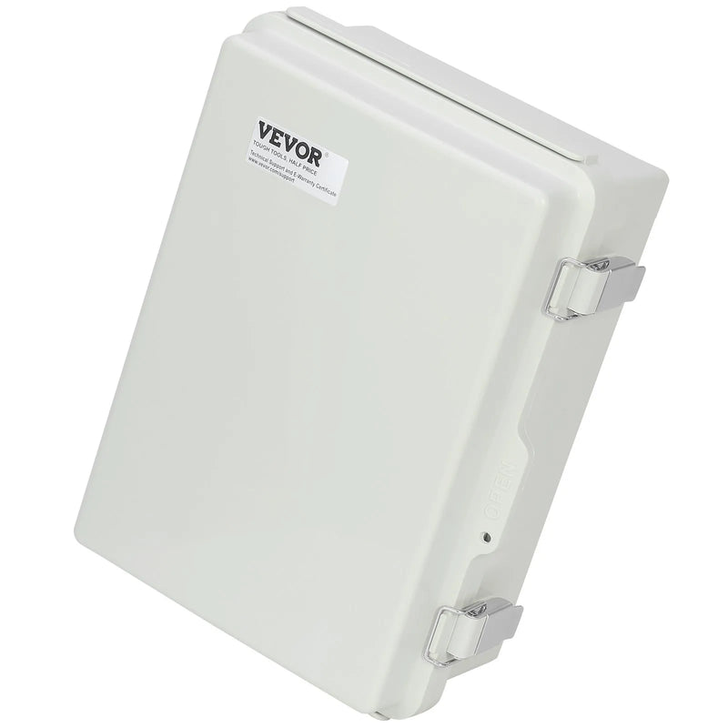 VEVOR āra elektrības sadales kārba 430 × 330 × 180 mm, ABS plastmasas elektriskā aizsargkārba ar eņģu vāku un nerūsējošā tērauda aizdari, IP67 putekļu un ūdensizturīga, paredzēta āra elektroinstalācijas projektiem