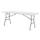 Saliekamais galds, 183 cm, izturīgs pārnēsājams plastmasas taisnstūra galds ar rokturi, piemērots lietošanai telpās un ārā – svinībām, ēdienreizēm, kāzām, pasākumiem, piknikiem, kempingam, balts