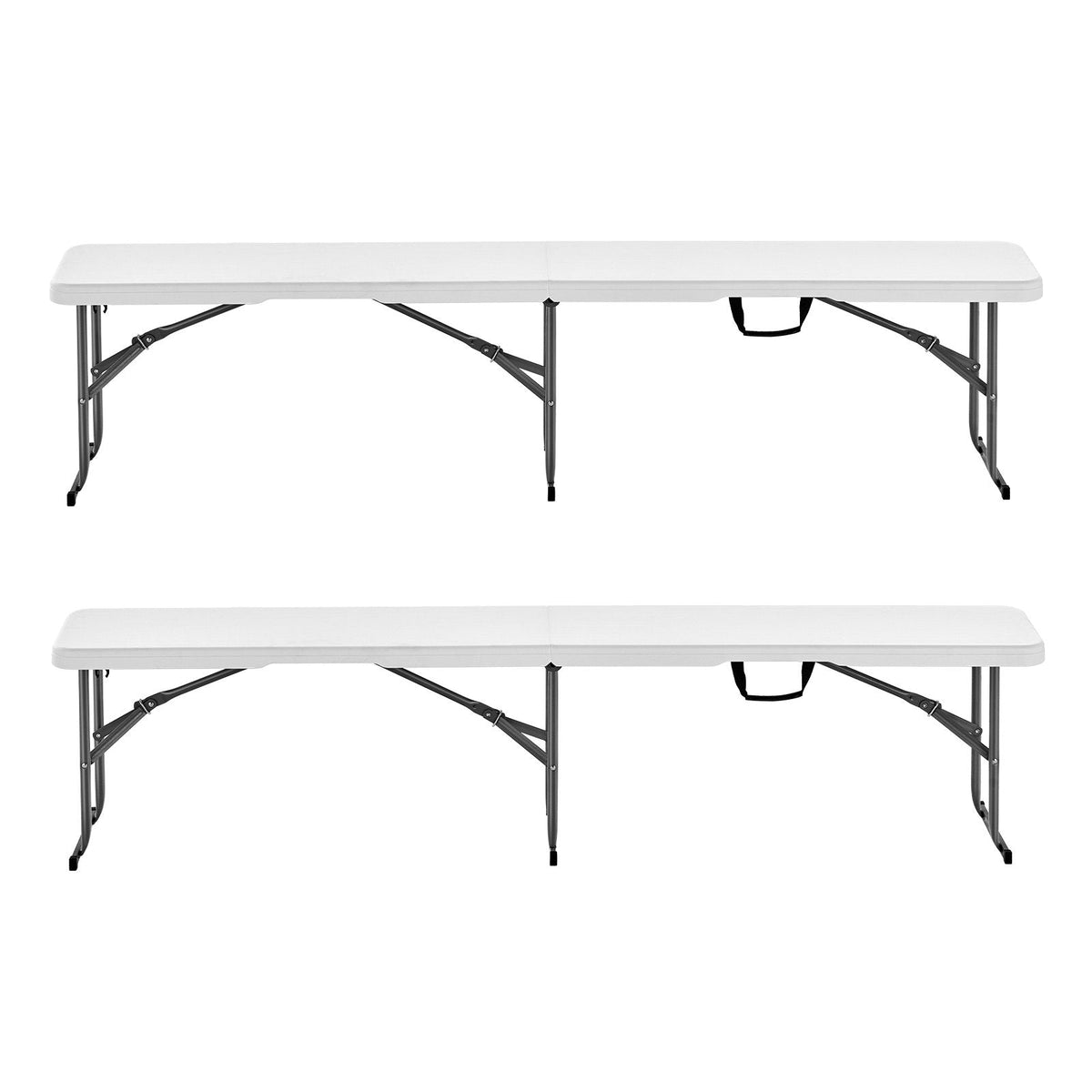 VEVOR 2 gab. 183 cm Plastmasas Saliekamie Soli Piknikiem, Kempingam un Dārzam, Balts