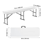VEVOR 2 gab. 183 cm Plastmasas Saliekamie Soli Piknikiem, Kempingam un Dārzam, Balts