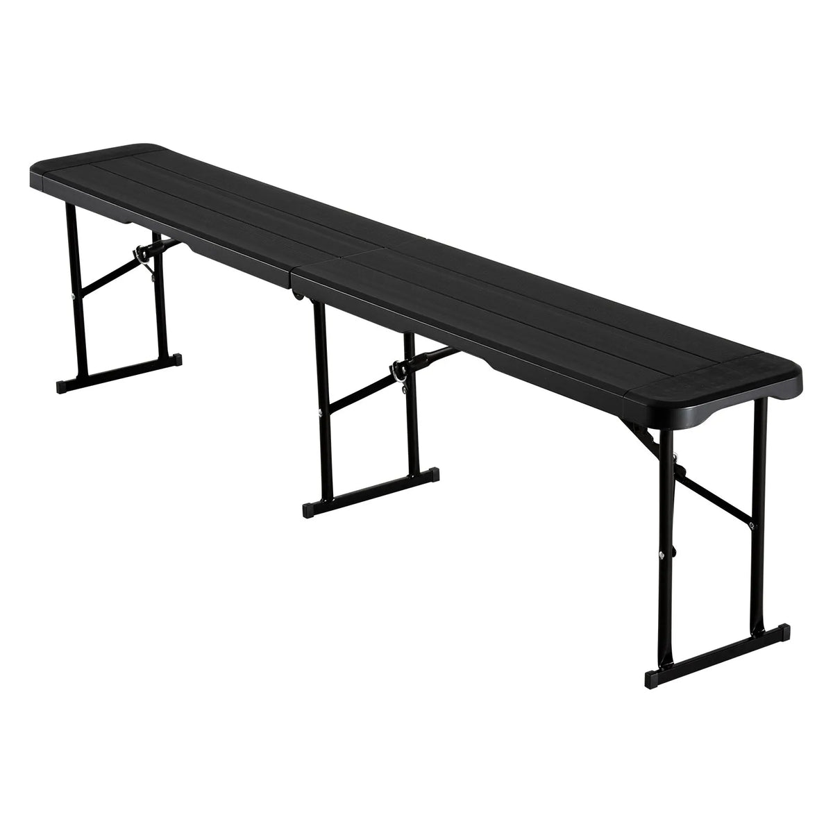 VEVOR Folding Plastic Bench, 183 cm, Portable HDPE Outdoor Bench for Picnics, Gardens, and Events, Set of 2, Includes 2 Carrying Bags, Black