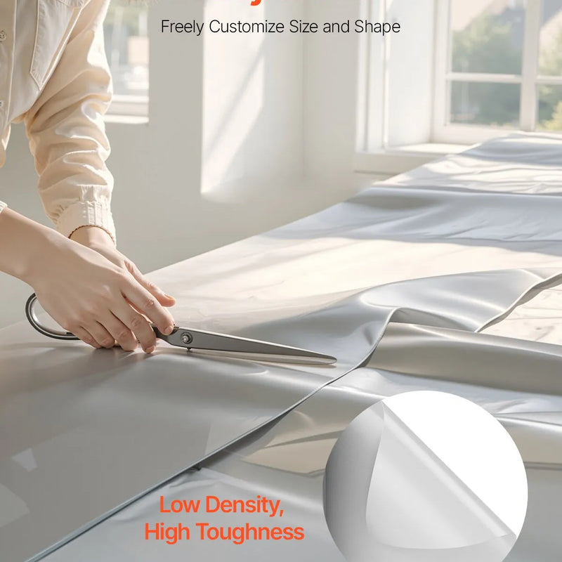 VEVOR 0,2 mm plastmasas plēve, 1,98 x 50 m pagrīdes tvaika barjera, izturīgs dārza polietilēna plēves rullis, daudzfunkcionāla būvniecības plēve, krāsošanas aizsargplēve saimniecībai, pelēka