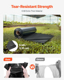 VEVOR 7,32 x 30,5 m izturīga plastmasas plēve, 0,15 mm bieza plastmasas plēves rullis, aizsargplēve krāsošanas darbiem, polietilēna pārklājums grīdas pagrīdes tvaika barjerai, daudzfunkcionāla, melna