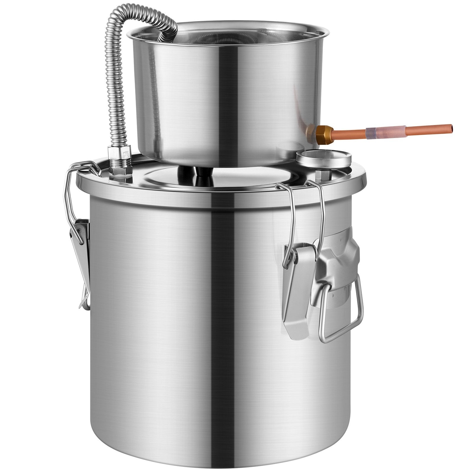 11.4L stainless steel still with built-in thermometer on lid and water circulation pump, suitable for alcohol distillation