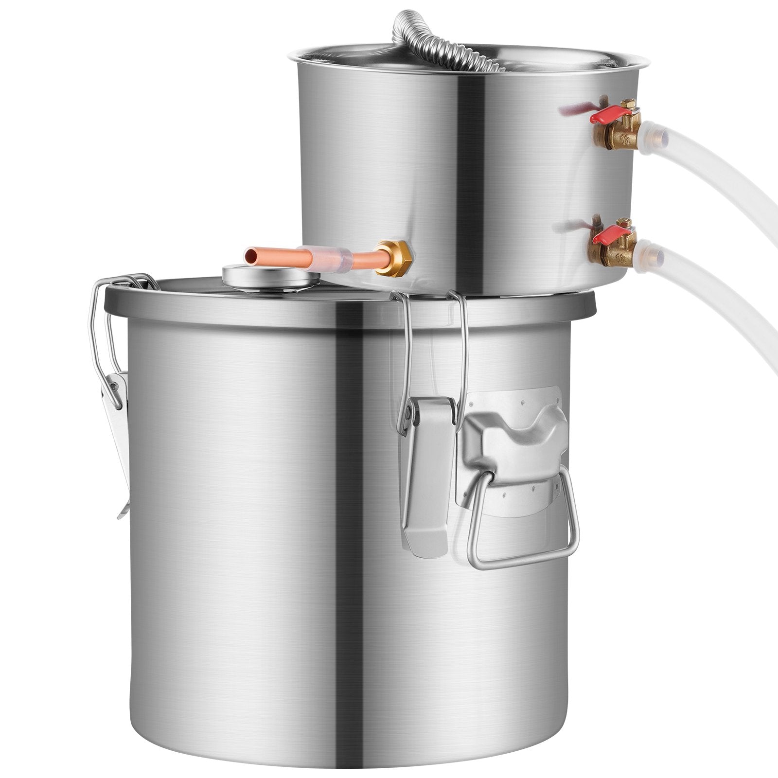 11.4L stainless steel still with built-in thermometer on lid and water circulation pump, suitable for alcohol distillation