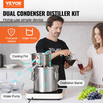11.4L stainless steel still with built-in thermometer on lid and water circulation pump, suitable for alcohol distillation