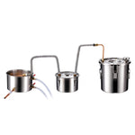 VEVOR 11.4L dual condenser still with built-in thermometer on the lid and 8W water circulation pump, this still can be used for distillation of fruit wines, brandy, vodka, whisky, ethanol, water and essential oils.
