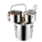 VEVOR 11.4L dual condenser still with built-in thermometer on the lid and 8W water circulation pump, this still can be used for distillation of fruit wines, brandy, vodka, whisky, ethanol, water and essential oils.