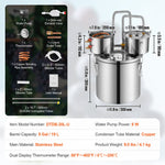 19L still with built-in thermometer on the lid and 8W water circulation pump, this still can be used for distillation of fruit wines, brandy, vodka, whisky, ethanol, water and essential oils.