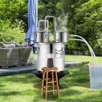 19L still with built-in thermometer on the lid and 8W water circulation pump, this still can be used for distillation of fruit wines, brandy, vodka, whisky, ethanol, water and essential oils.