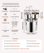 19L two-condenser stainless steel still with built-in thermometer on lid and water circulation pump, suitable for alcohol distillation