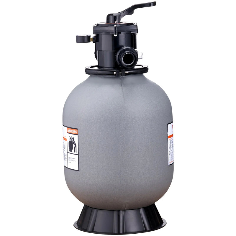 VEVOR peldbaseina smilšu filtrs 406 mm, plūsmas jauda līdz 132 l/min, virszemes un zemē ierīkotiem baseiniem, ar 7 pozīciju daudzfunkcionālu vārstu (filtrēšana, pretmazgāšana, skalošana, recirkulācija, novadīšana, ziemošana, slēgts režīms)