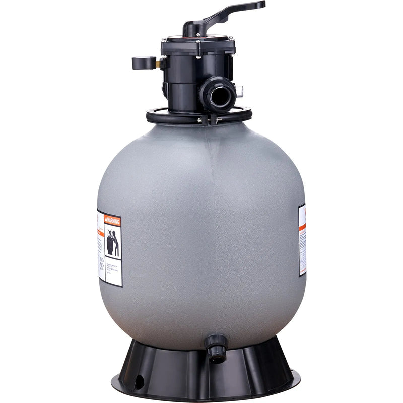 VEVOR baseina smilšu filtrs 48 cm, plūsma līdz 10,2 m³/h, virszemes un zemē ieraktiem baseiniem, 7-pozīciju daudzportu vārsts (filtrēšana, skalošana, atskalošana, recirkulācija, novade, ziema, slēgts)