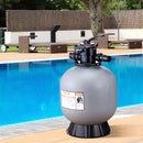 VEVOR baseina smilšu filtrācijas sistēma 55,9 cm, plūsma līdz 12,5 m³/h, virszemes un zemē ieraktiem baseiniem, 7-pozīciju daudzportu vārsts (filtrēšana, pretmazgāšana, skalošana, recirkulācija, novade, ziemas režīms, slēgts)