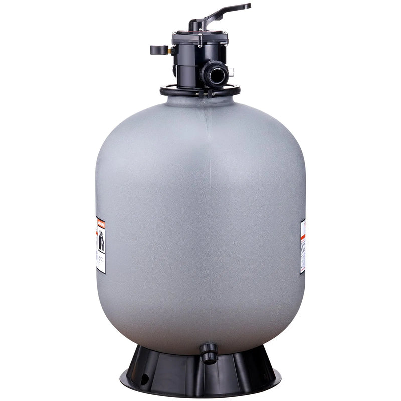 VEVOR peldbaseina smilšu filtrs 610 mm, plūsmas jauda līdz 246 l/min, virszemes un zemē ierīkotiem baseiniem, ar 7 pozīciju daudzfunkcionālu vārstu (filtrēšana, pretmazgāšana, skalošana, recirkulācija, novadīšana, ziemošana, slēgts režīms)
