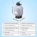 VEVOR peldbaseina smilšu filtrs 610 mm, plūsmas jauda līdz 246 l/min, virszemes un zemē ierīkotiem baseiniem, ar 7 pozīciju daudzfunkcionālu vārstu (filtrēšana, pretmazgāšana, skalošana, recirkulācija, novadīšana, ziemošana, slēgts režīms)