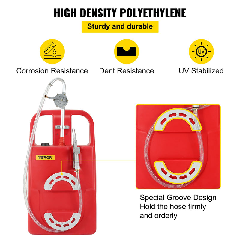 VEVOR Pārvietojams degvielas konteiners ar rokas sūkni, 95 litri, sarkans