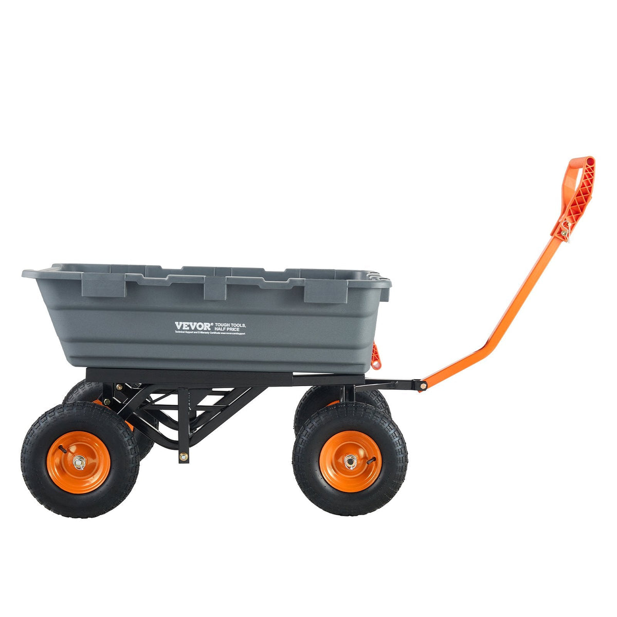 VEVOR Poli dārza izkraušanas rati, smagsvara dārza rati un piekabes, 680 kg kravnesība, 33 cm riepas