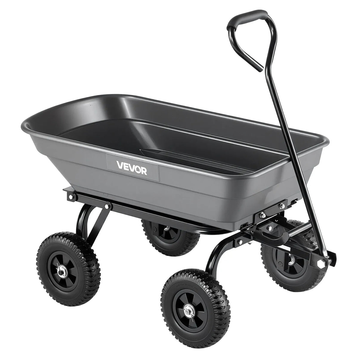VEVOR Dārza izgāžamie rati 181 kg, polimēra dārza rati ar 90° ātrās izkraušanas mehānismu, 180° grozāmi riteņi un 270° rotējoši gultņi, augu, augsnes un ražas pārvadāšanai