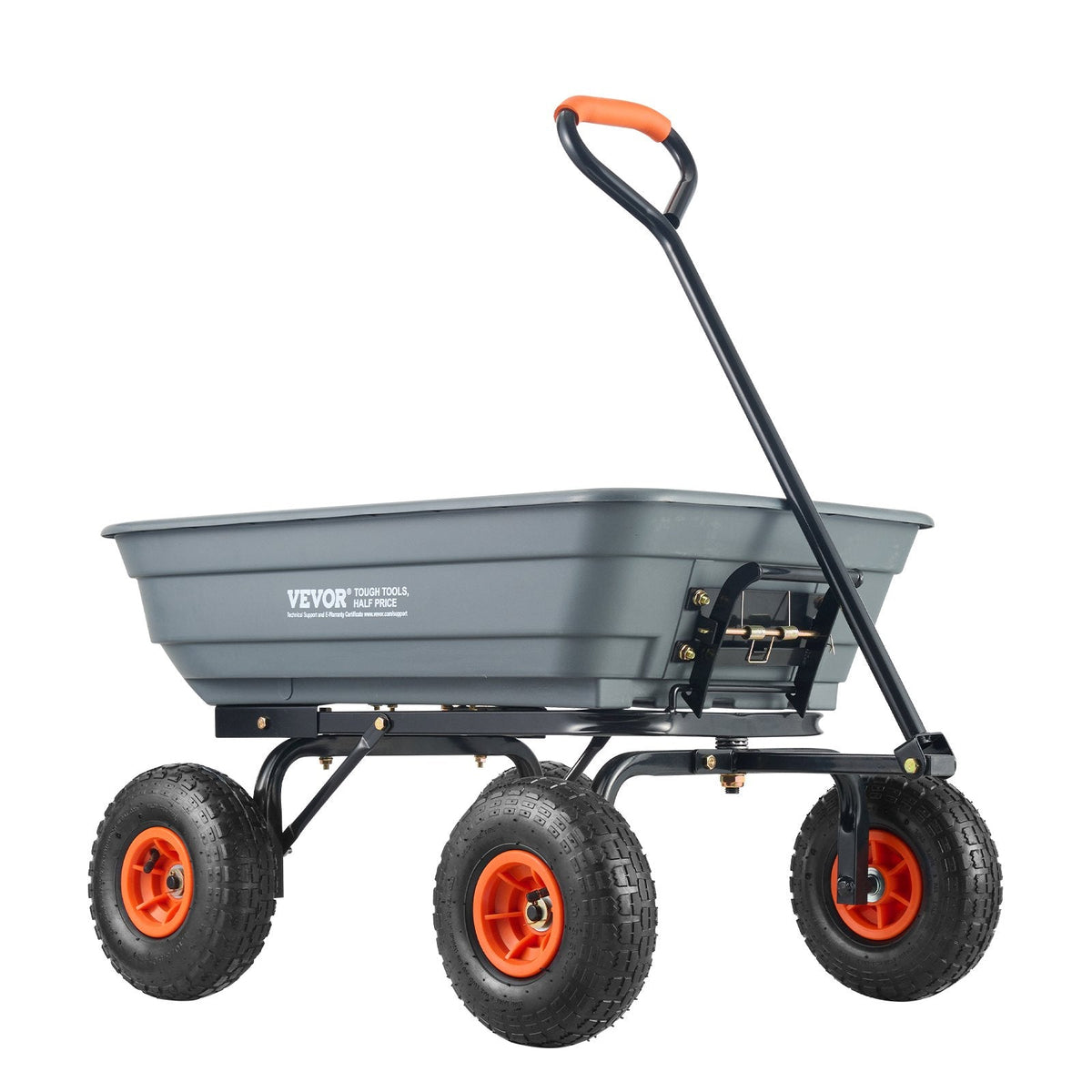 VEVOR Poli dārza izkraušanas ratiņi, smagsvara 600 kg kravnesība, 0,113 m³ ietilpība