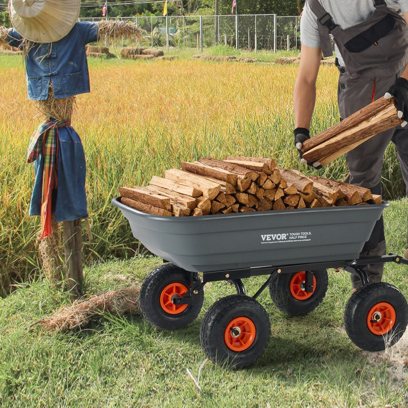 VEVOR Poli dārza izkraušanas ratiņi, smagsvara 600 kg kravnesība, 0,113 m³ ietilpība