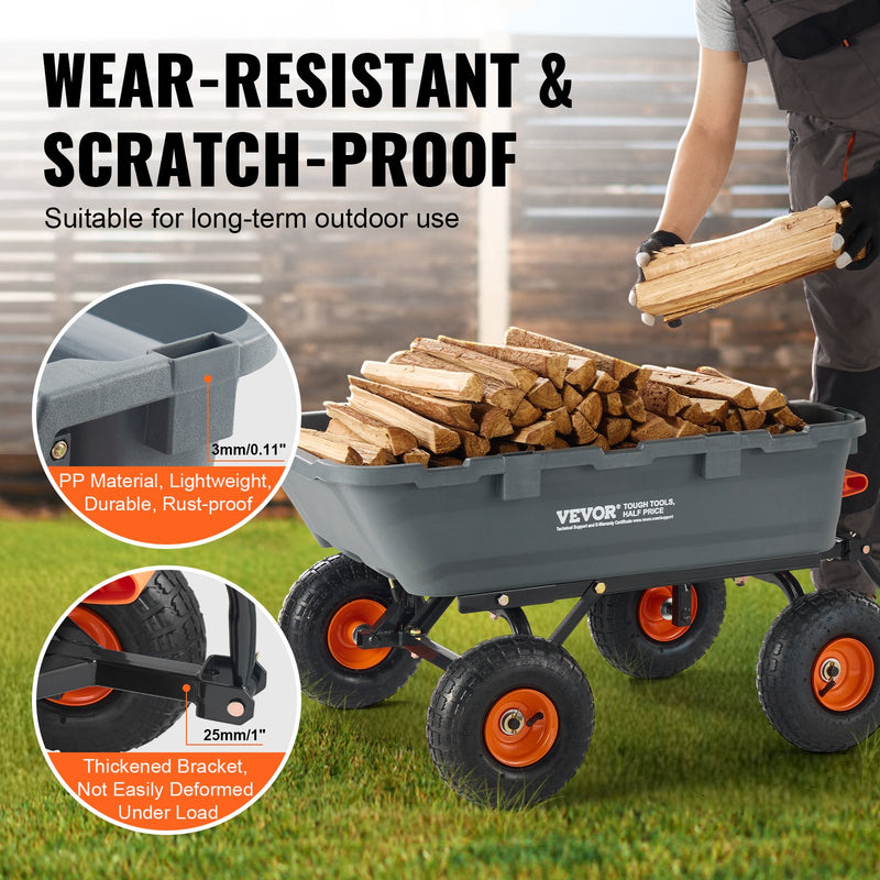 Садовые разгрузочные тележки Poly, тяжелые садовые тележки и прицепы, грузоподъемность 360 кг, шины 25 см