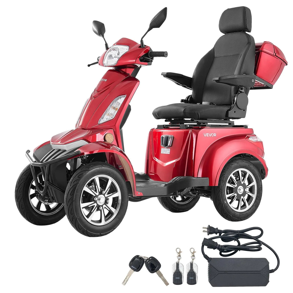 VEVOR smagās klases 4 riteņu mobilitātes skrejritenis senioriem un pieaugušajiem, kravnesība līdz 226,8 kg, nobraukums līdz 35 km, 3 ātrumu režīmi, 1000 W visurgājējs elektriskais mobilitātes skrejritenis/ratiņkrēsls ar kāpuma spēju līdz 20°