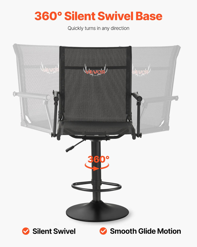 Jahitool, 360° vaikselt pöörlev, kerge varitsustool polsterdatud käetugedega, reguleeritav kõrgus, tugev terasraam, 136 kg kandevõime, sobib kalapüügiks ja telkimiseks.