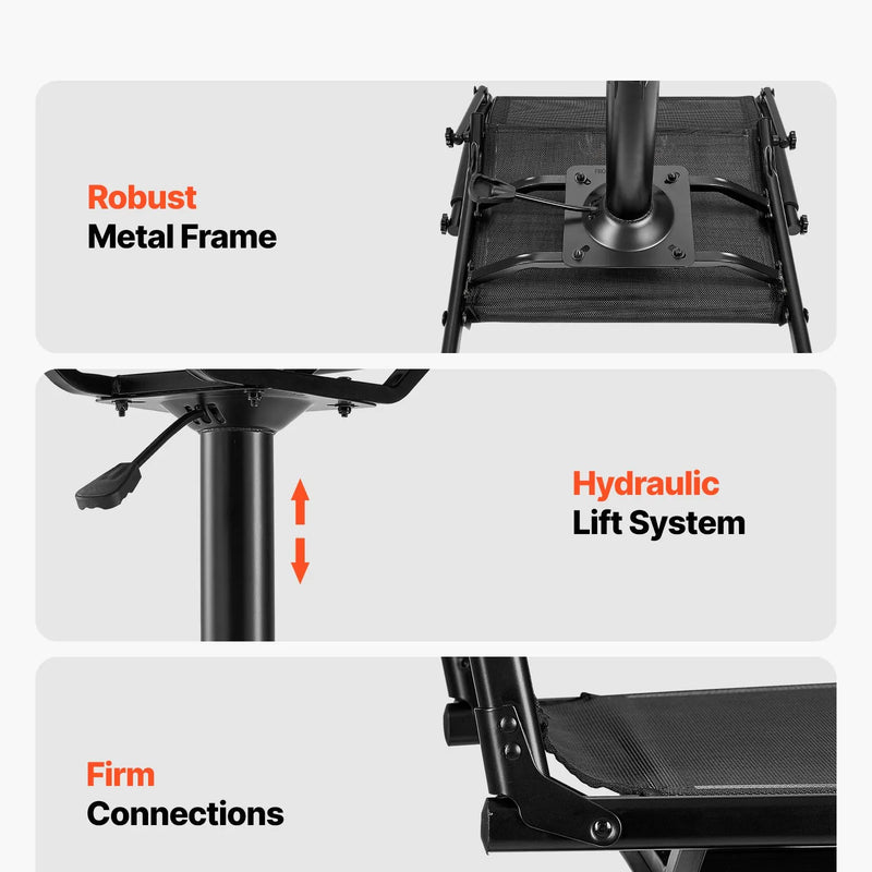 Jahitool, 360° vaikselt pöörlev, kerge varitsustool polsterdatud käetugedega, reguleeritav kõrgus, tugev terasraam, 136 kg kandevõime, sobib kalapüügiks ja telkimiseks.