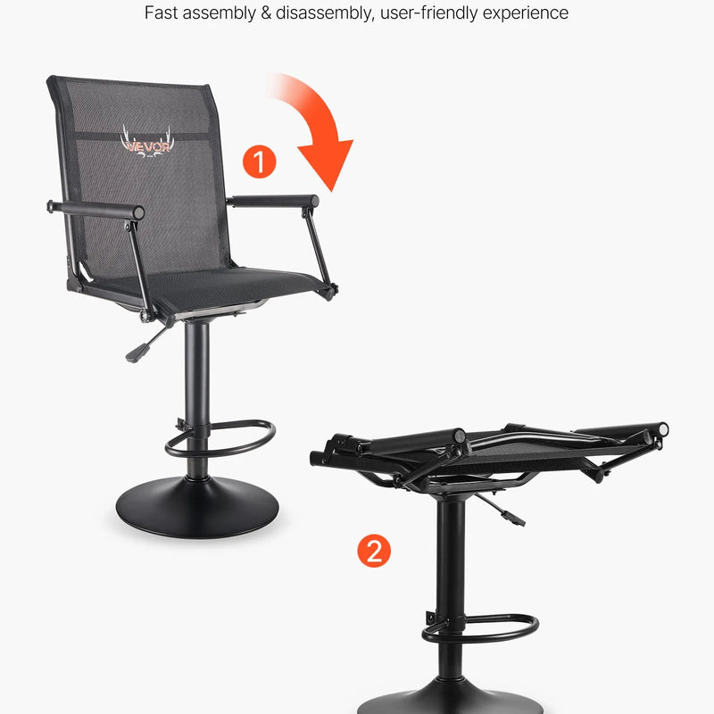 Jahitool, 360° vaikselt pöörlev, kerge varitsustool polsterdatud käetugedega, reguleeritav kõrgus, tugev terasraam, 136 kg kandevõime, sobib kalapüügiks ja telkimiseks.