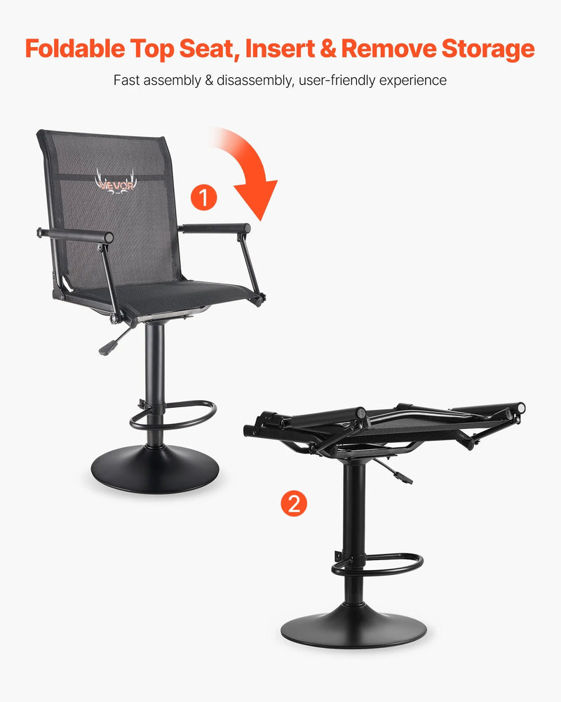 Jahitool, 360° vaikselt pöörlev, kerge varitsustool polsterdatud käetugedega, reguleeritav kõrgus, tugev terasraam, 136 kg kandevõime, sobib kalapüügiks ja telkimiseks.