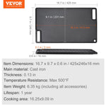 VEVOR Reversā Čuguna Grills/Griddle Panna  24,6 x 42,4 cm, Divu Degļu Izmērs