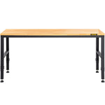 VEVOR darba galds ar regulējamu augstumu, 183x64x97 cm, izturība 900 kg, ar strāvas kontaktligzdām, cieto koka virsmu, metāla rāmi un riteņiem, piemērots birojam un mājai