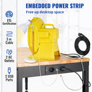 VEVOR height-adjustable work table, 135x46x97 cm, strength 900 kg, with power sockets, solid wood top, metal frame and castors, suitable for office and home