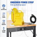 VEVOR height-adjustable work table, 122 cm x61 cm x104 cm, strength 720 kg, with power sockets, solid wood top, metal frame and castors, suitable for office and home