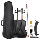 VEVOR 4/4 izmēra vijole 355 mm, masīvkoka komplekts iesācējiem ar futlāri un sveķiem, melna